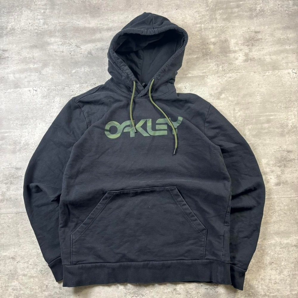 Oakley Hoodie Mens Small Black Excellent Y2K Camo Logo Pullover Sweatshirt